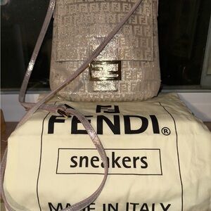 Fendi pink monogram zucca messenger bag (authentic)